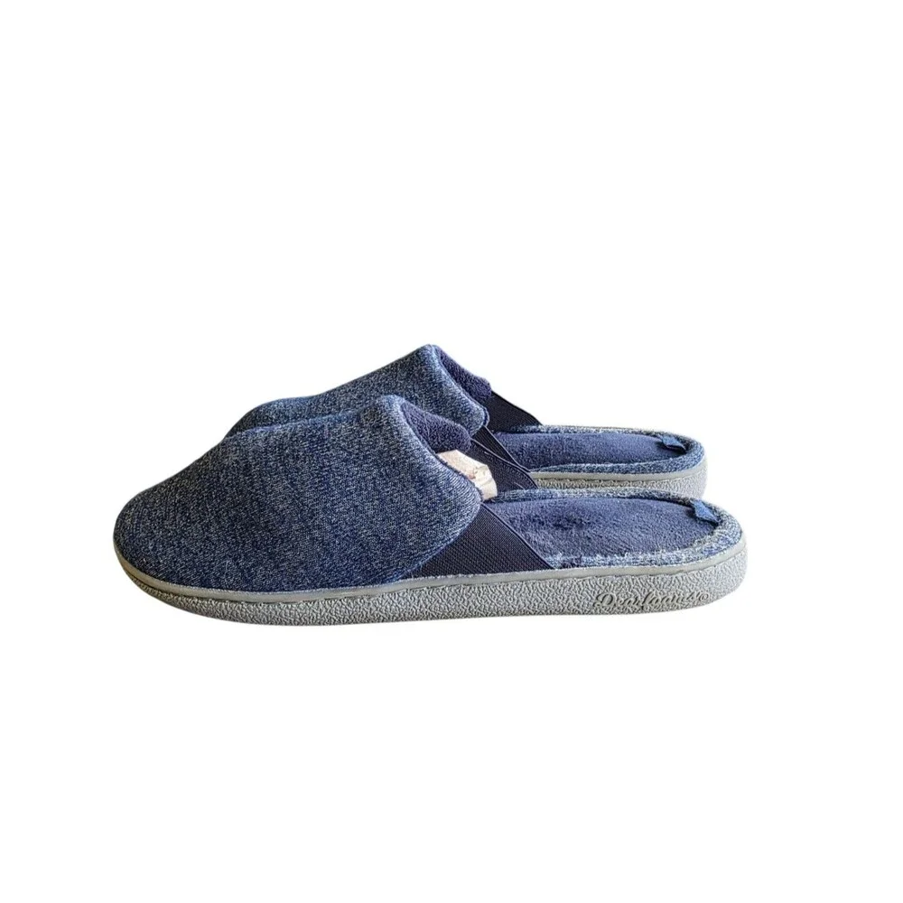 Dearfoams Men's Memory Foam Slippers Blue Heather Size L  9-10 Slip On